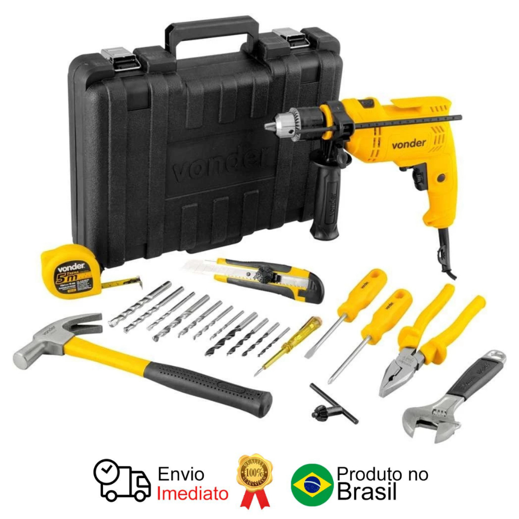 Furadeira Impacto 1/2' Fiv 519 220 V 550W Maleta com 19 Acessórios Vonder em Oferta na Shopee