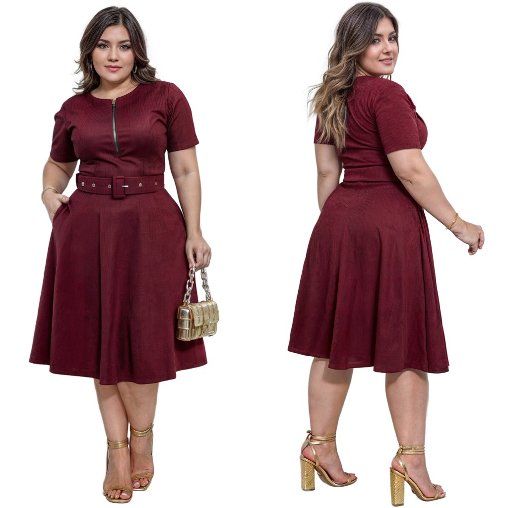 Vestidos Moda Evangélica Zíper Godê