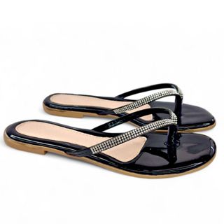 Rasteirinha Sandália Com Brilho Strass Bico Quadrado Moda Feminina Loja da Fábrica em Oferta na Shopee