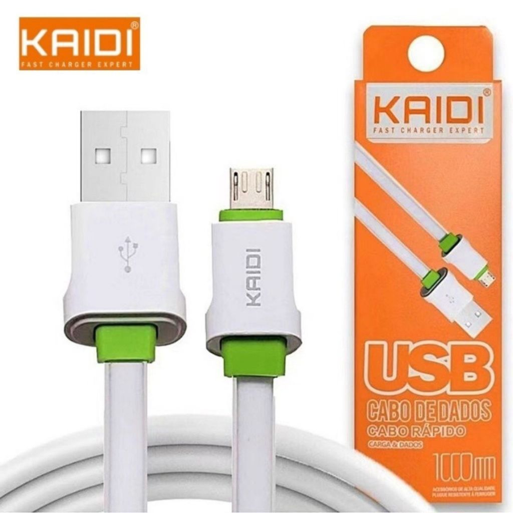 Cabo Carregador Turbo Rápido Reforçado V8 / Tipo C / iPhone 1M,2M LIGHTINING Original Kaidi Lehmox em Oferta na Shopee