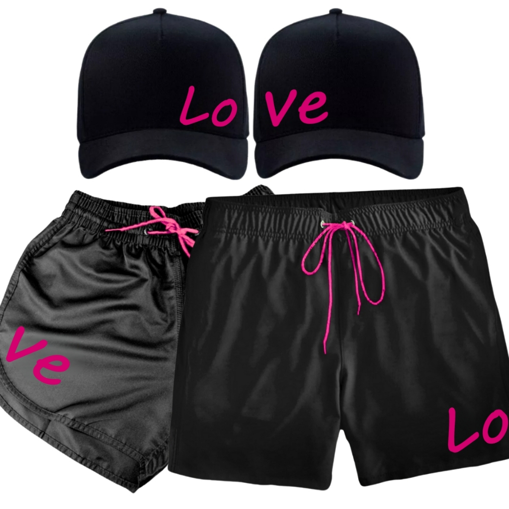 Kit Casal Shorts e Bones Iguais Kit Combinando Namorados Iguais em Oferta na Shopee