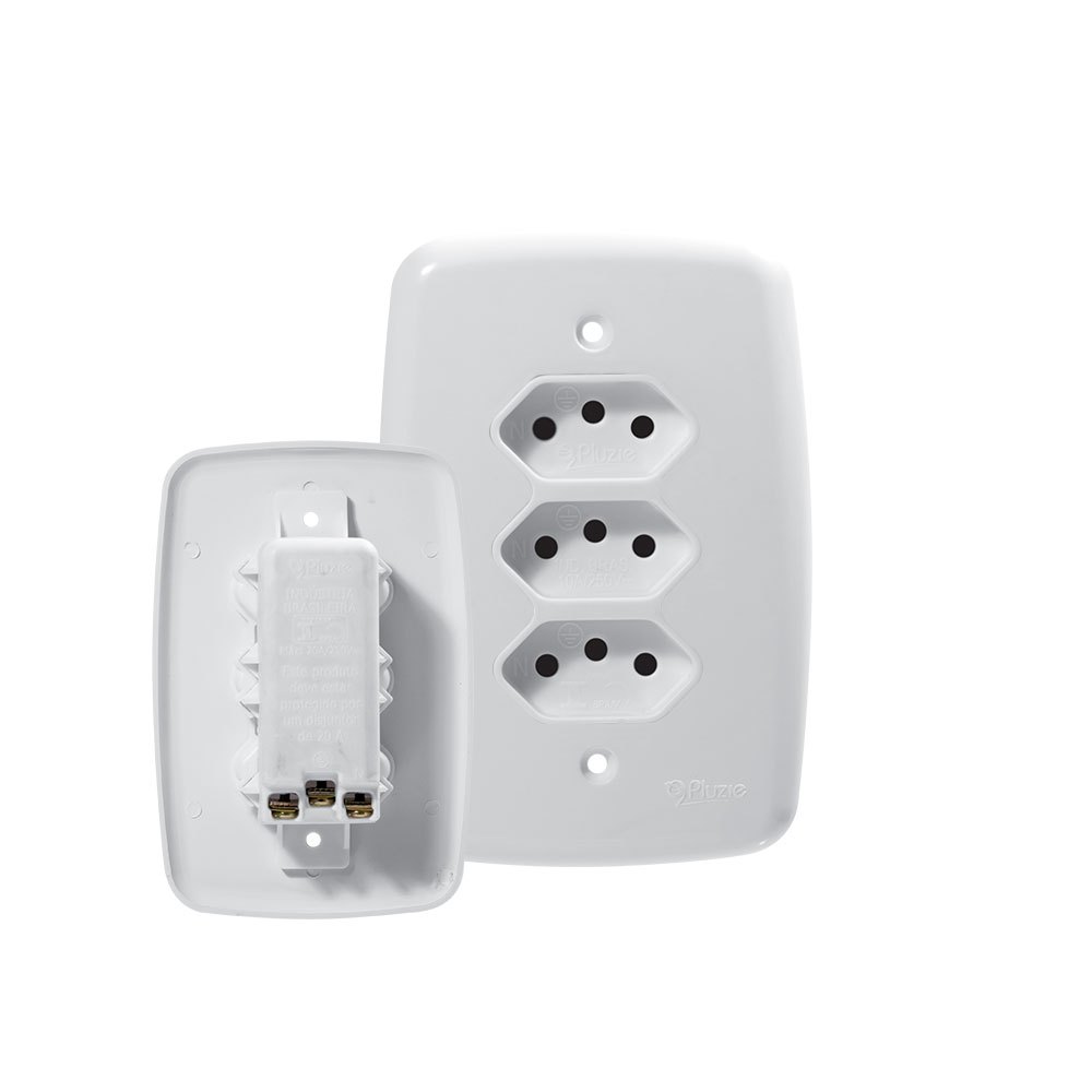 Tomada Tripla Monobloco 20A 250V 2P+T Facil Instalação Pluzie Ideale em Oferta na Shopee