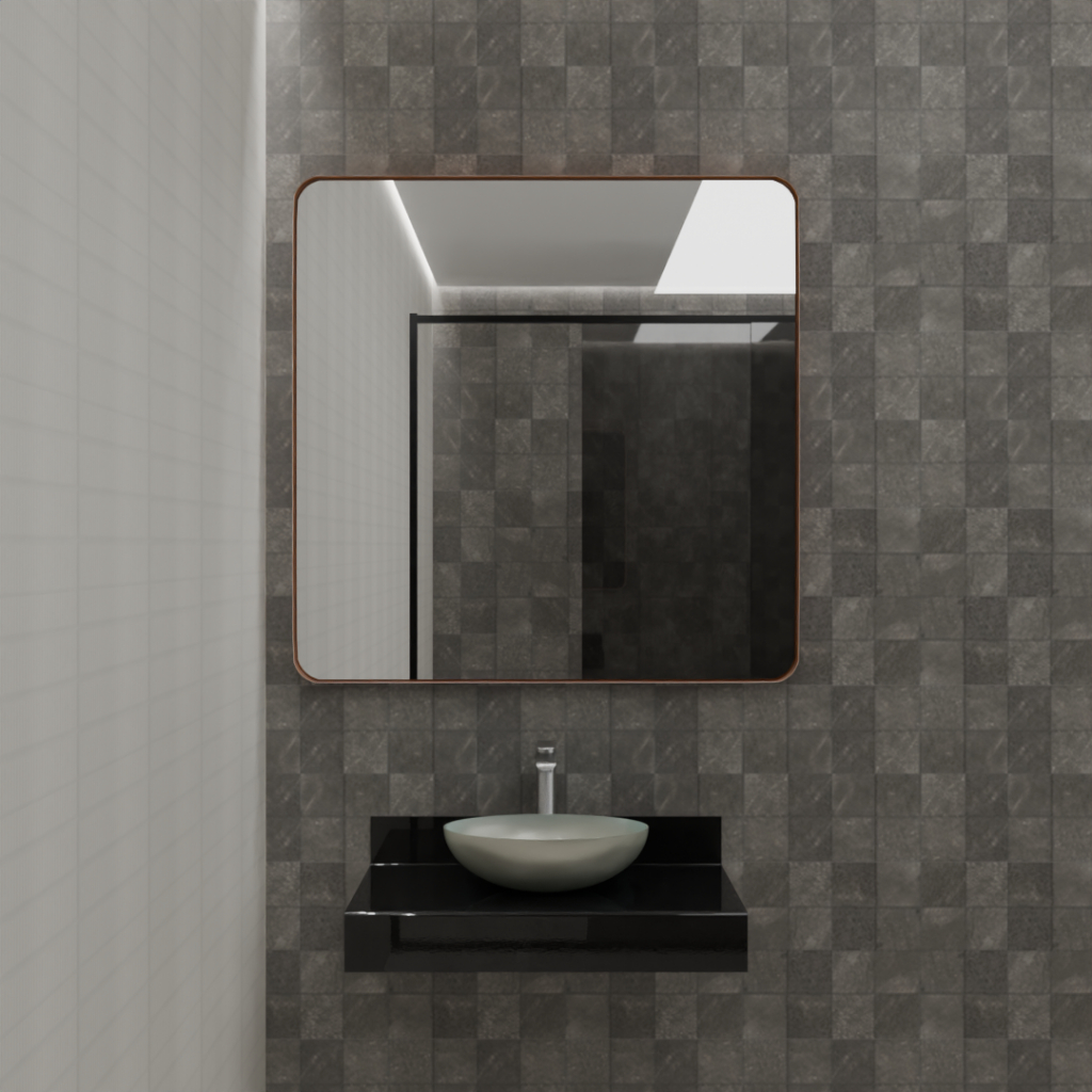 Espelho Quadrado ME11 Moldura em Couro Banheiro Sala Quarto Salão em Oferta na Shopee