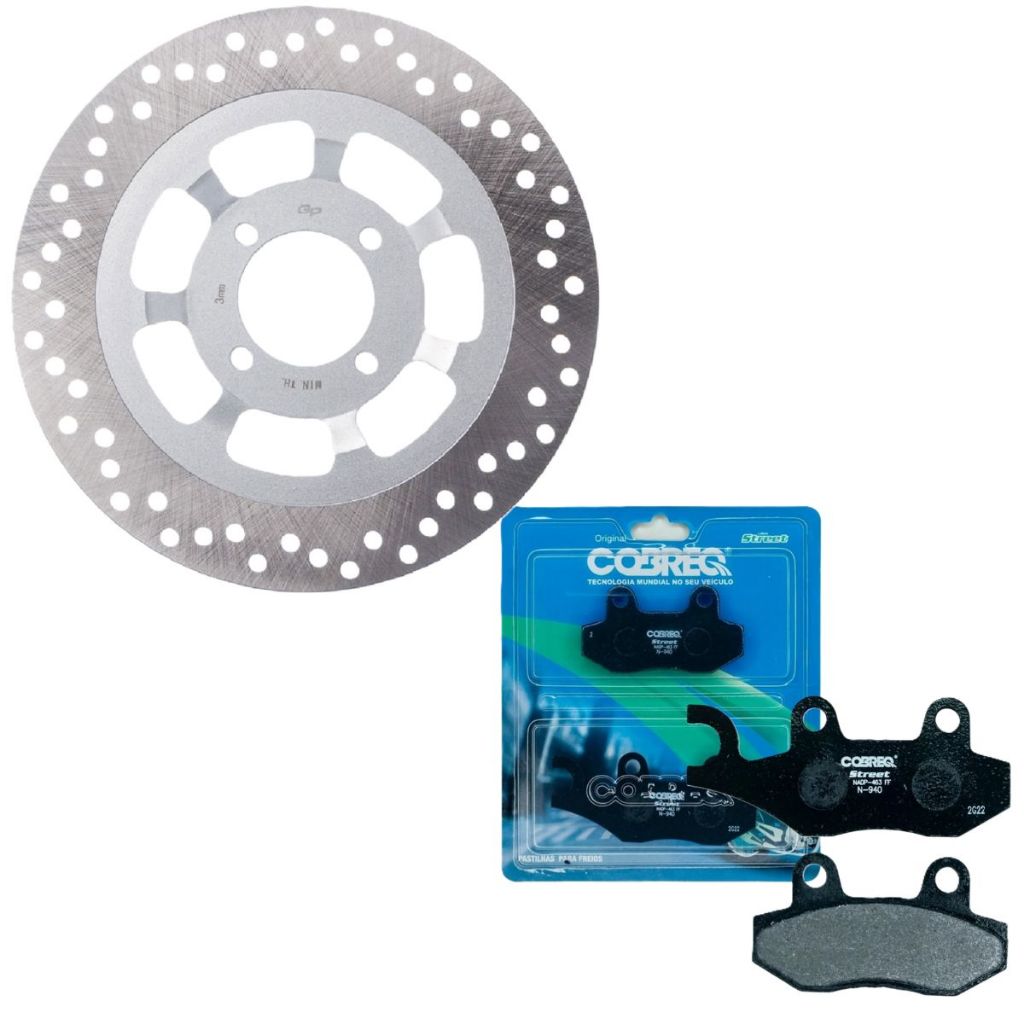 Disco de Freio Dianteiro Ybr 125 2000-2008 + Pastilhas Cobreq em Oferta na Shopee