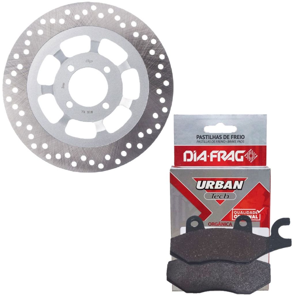 Disco de Freio Dianteiro Ybr 125 2000-2008 + Pastilhas Diafrag Urban Tech (orgânica) em Oferta na Shopee