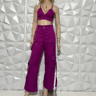 CONJUNTO CALÇA CARGO CONJUNTO FEMININO CALÇA CARGO E CROPEED CONJUNTO ALFAIATARIA
