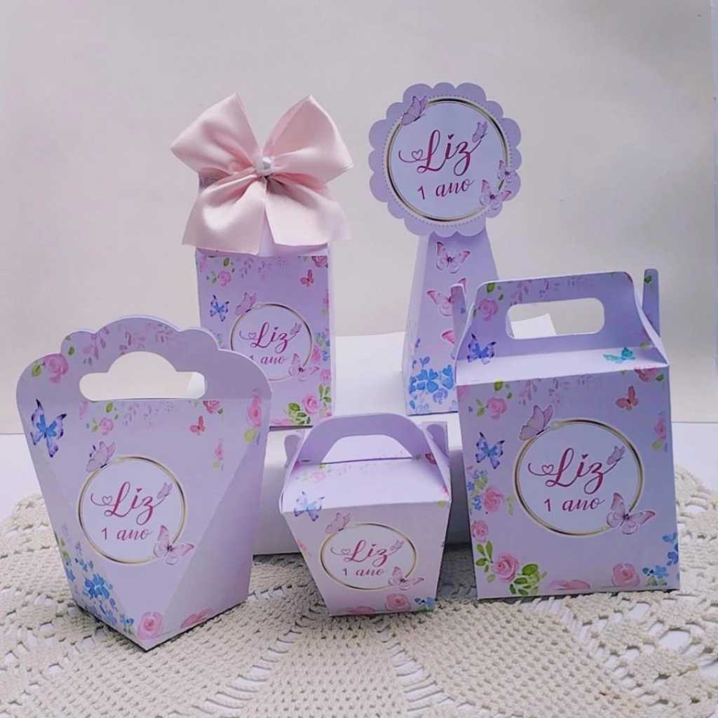Kit Festa Tema JARDIM DAS BORBOLETAS LILÁS Caixinhas Personalizada Lembrancinhas para Festas PEGUE E MONTE em Oferta na Shopee