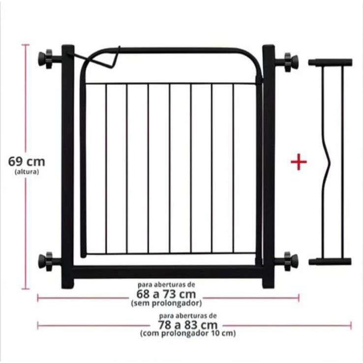 Grade De Proteção Bebe Pet Cães Cachorro Porta Portão Branco 84cm