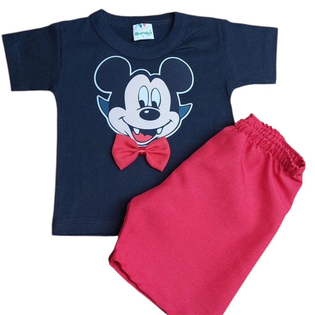 Conjunto De Halloween Menino Temático Mickey Vampiro Roupa Festa Fantasia Infantil Criança Dia Das Bruxas