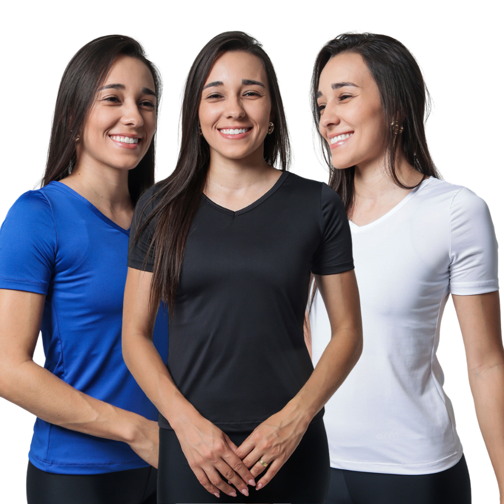 Kit 3 Camisetas Femininas Dry Fit Academia Corrida Treino Caminhada Poliéster Premium
