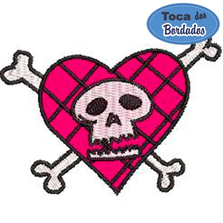 Patch Bordado Caveira Cor de Rosa 5,5x6 cm Cód.3820 Skull Moda