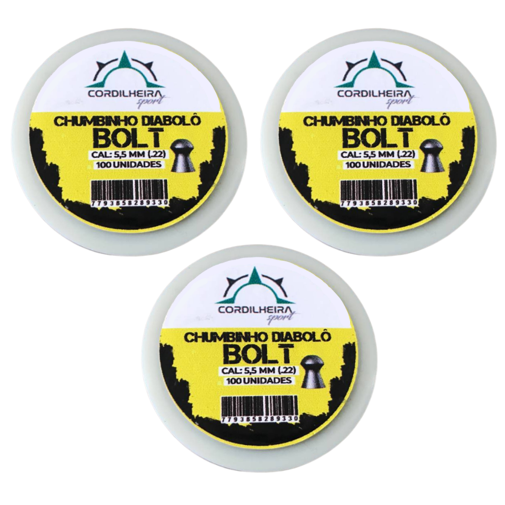 3 Potes Chumbinhos Bolt Diabolô 5,5mm 300 Unidades Precisão