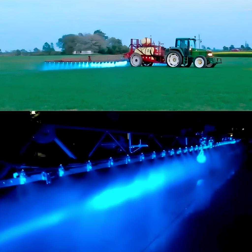 Detalhes do Par Farol Quadrado Led Azul 40W 16 Leds Trilha Pulverização Agricola Saião Caminhão