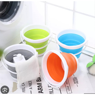 Balde de Silicone Retrátil Dobrável 3L 5L 10L Multiuso Portátil em Oferta na Shopee