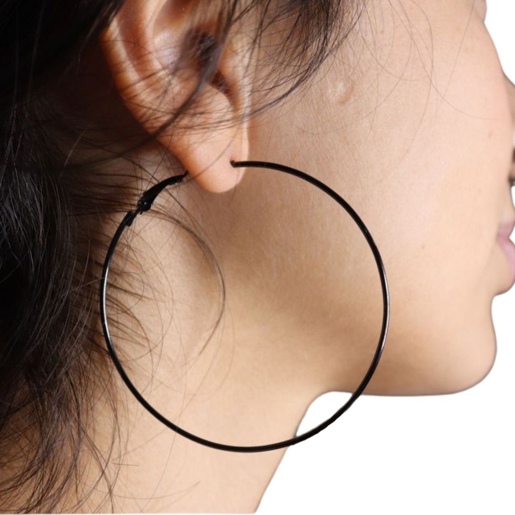 Kit com 3 Brinco de Argola Minimalista Preto em Oferta na Shopee