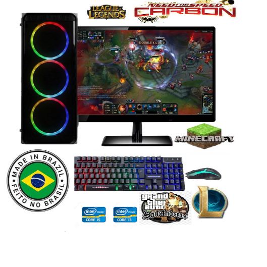 computador i3 gamer barato 8g ssd128 +hd320g video Gt610 2g+MONITOR 19'' et2 gta5 roblox mine cs LOL