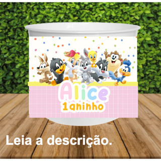 Rotulo adesivo para baldinho - BABY LOONEY TUNES MENINA ROSA em Oferta na Shopee