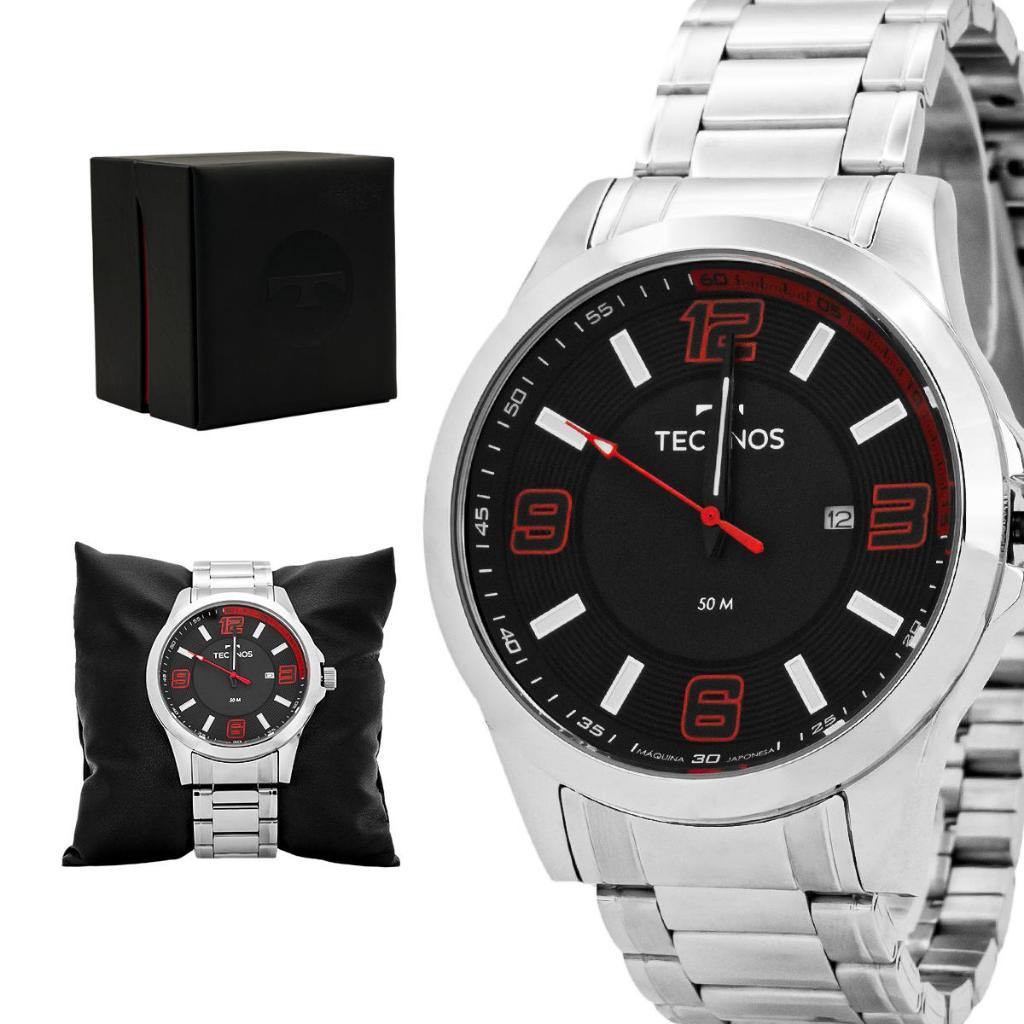Relógio Masculino Technos Aço Inoxidavel Prata Racer Original Resistente a Água Garantia 2115KLM1R em Oferta na Shopee