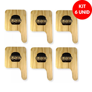 Kit Tábuas de Hamburguer Artesanal Peças Natural Madeira Pinus