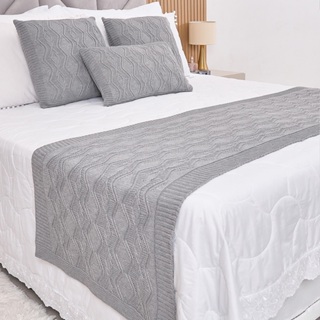 Kit Peseira Manta Tricot Cama Casal Queen King Aran + 3 Capas Almofadas em Oferta na Shopee