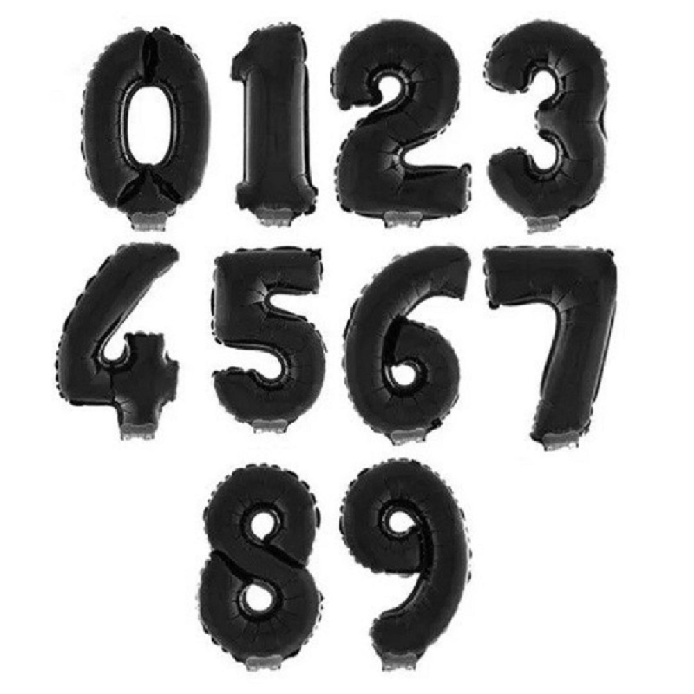 KIT C/ 2 Balão Metalizado Diversas Cores Número 40cm Aniversário Festa PRETO ( LER DESCRIÇÃO )