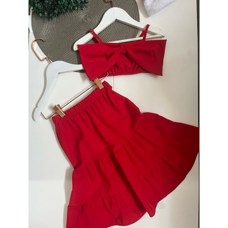 Vestido Conjunto  infantil  feminino menina vermelho  Natal