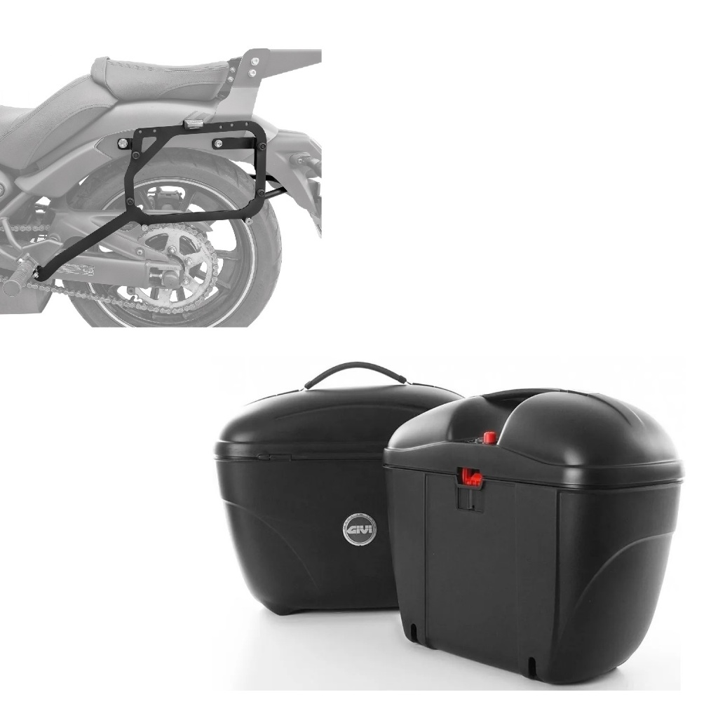 suporte lateral Scam + Par de bau Givi E21N 21 litros - Kawasaki Vulcan 650