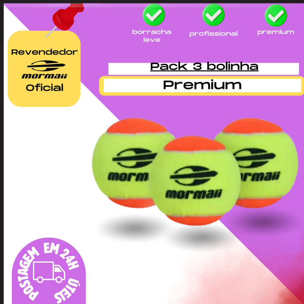 Bola Beach Tennis Bolinha Mormaii Premium Pack C/3 Unidades