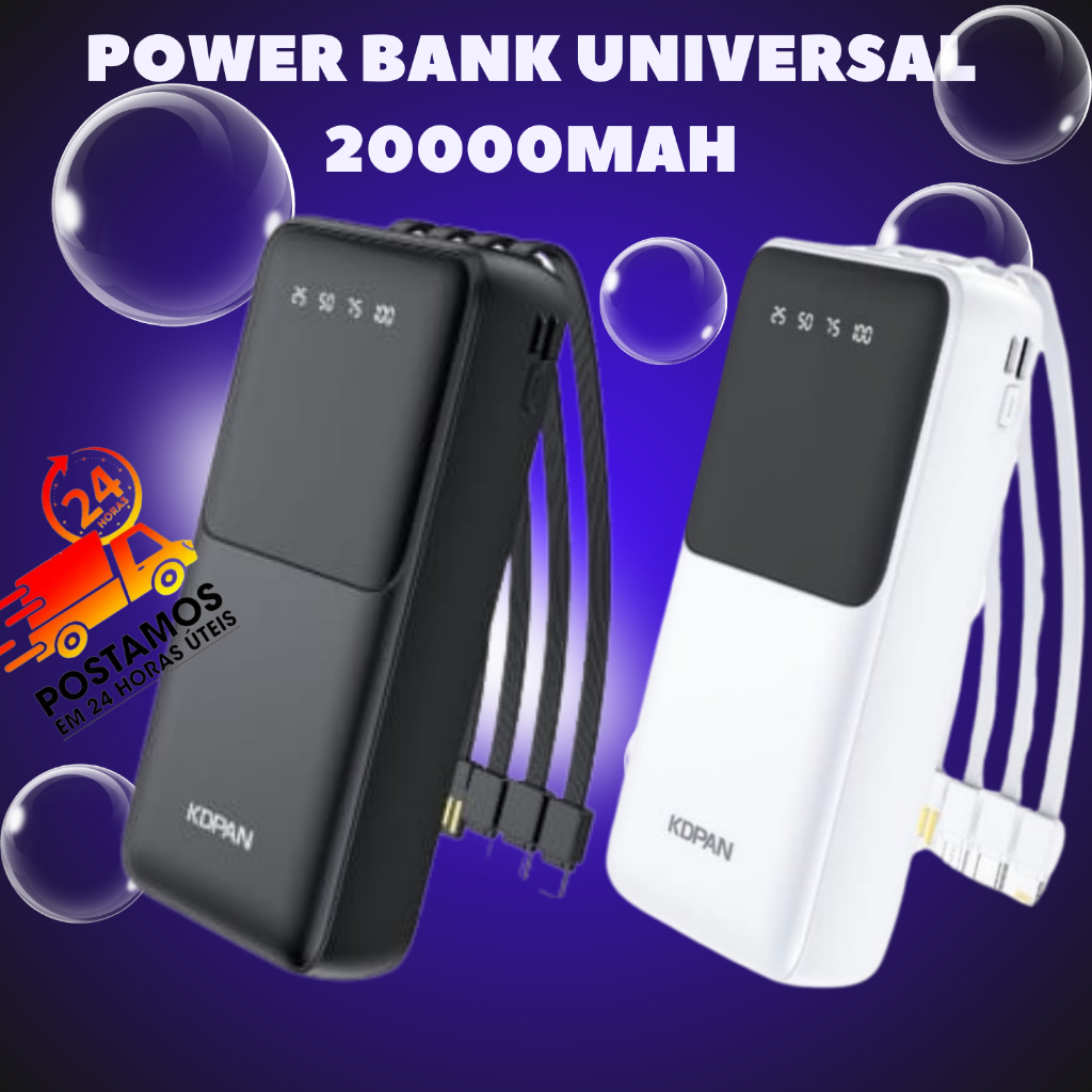 Power Bank KN- 955 20000 Mah Carregador Portatil Carregamento Rápido Multiplas Saídas