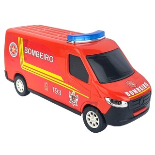 Van Furgão Bombeiros Brinquedo Miniatura Van Resgate 22cm