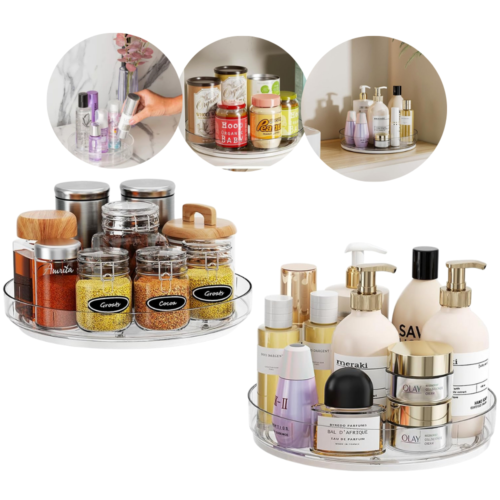 Organizador Redondo Giratório 18 cm 360º Paramount Acrílico Maquiagem Cosméticos Perfumes - Beauty