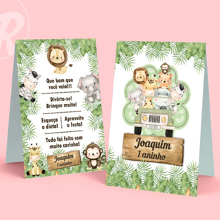 Agradecimento de Mesa para festa tema Safari Baby Aquarela (n+td) em Oferta na Shopee