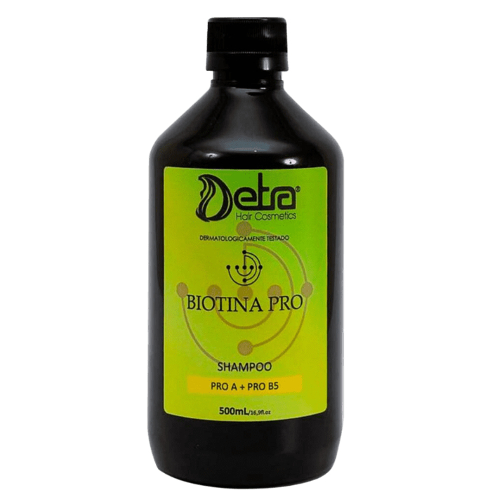 Sampoo Biotina Pró força e crescimento Anti queda com Vitaminas A e B5 500ml - Detra Hair Cosmetics