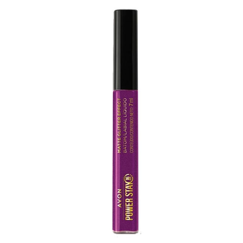 Batom Liquido Matte Púrpura Deslumbrante Glitter Effect Avon Power Stay