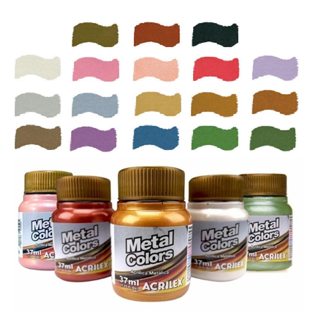 Tinta Metal Colors Acrilex 37ml Metálica - 1 Potinho em Oferta na Shopee