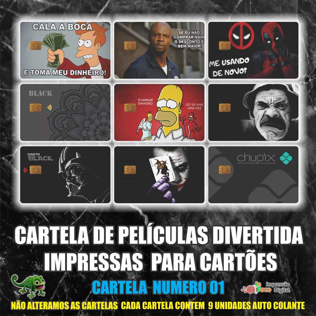 Adesivo de Cartão de Banco -9 Unidades- Débito/Crédito - Skin Card em Oferta na Shopee