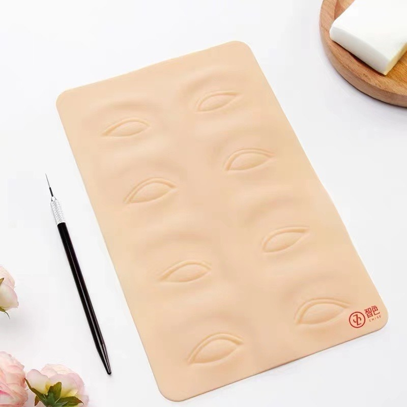 Pele Silicone com Olhos Para Treino De Micropigmentação Sobrancelhas Lash Design Pele Artificial