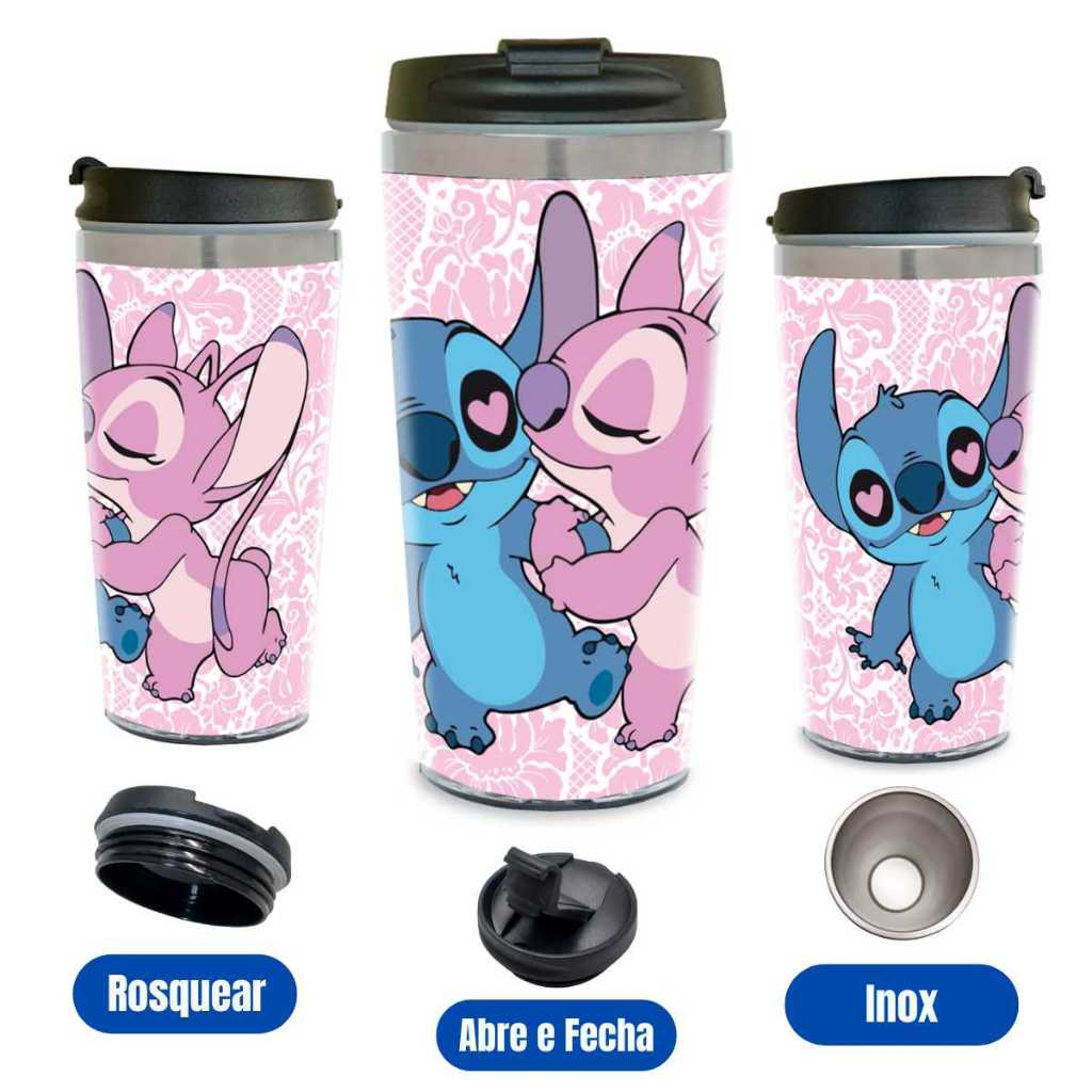 Copo Térmico Lilo E Stich Starbucks Namorados Rosa beber Agua, Chá, Café, Refrigerante e Suco. em Oferta na Shopee