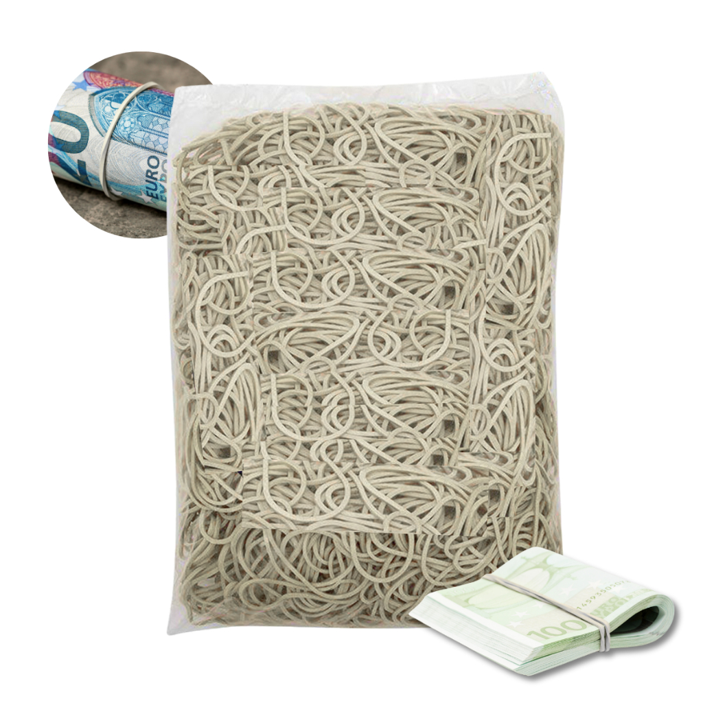 1Kg Elástico Látex Bege Borracha P/ Dinheiro Papelaria Goma Escritório N°18 1200 Un