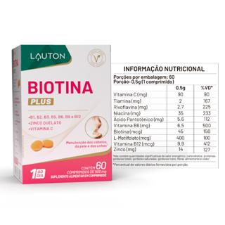 Biotina Premium com Vitaminas do Complexo B, C e Zinco Quelato - 60 Comp em Oferta na Shopee