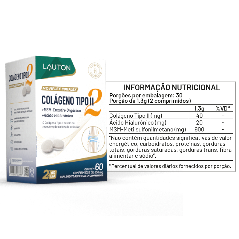 Colágeno Tipo 2 + Ácido Hialurônico + Enxofre Orgânico MSM - Moviflex Kit 2 em Oferta na Shopee