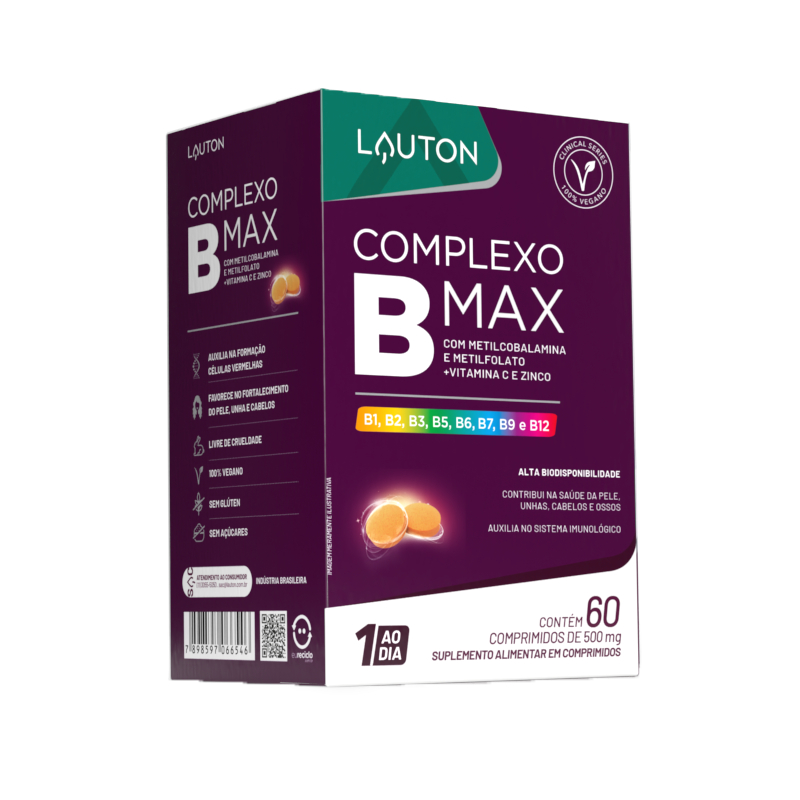 Complexo B Max com Zinco Quelato Biotina Ácido Fólico Premium Lauton - Kit 2 em Oferta na Shopee