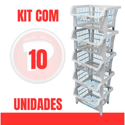 10 Cesto Empilhável Expositor Organizador BRANCO GELO 10 Unidades em Oferta na Shopee