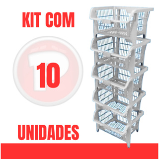 10 Cesto Empilhável Expositor Organizador BRANCO GELO 10 Unidades em Oferta na Shopee