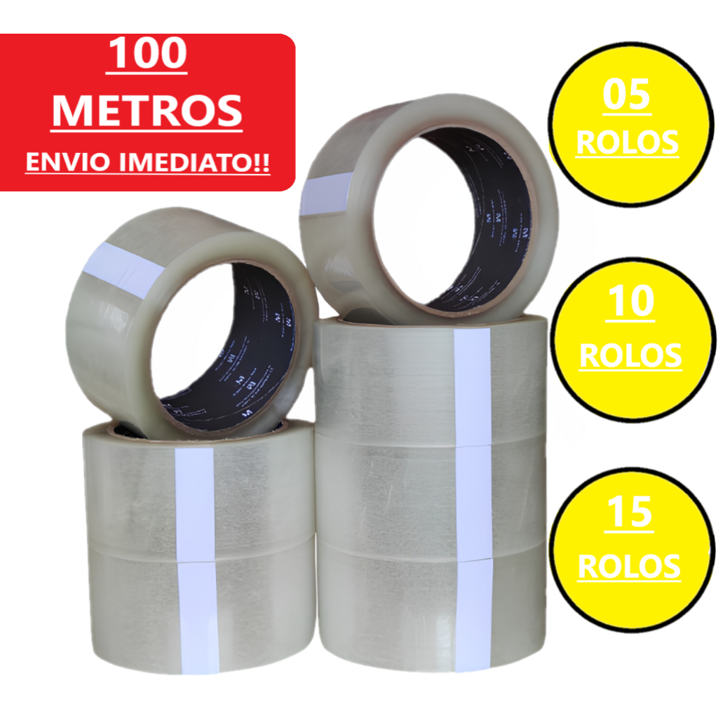 15 Fitas adesivas 48mm x 100 metros durex embalagens caixas ecommerce