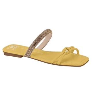 Sandália Rasteira Feminina Moleca Casual Strass