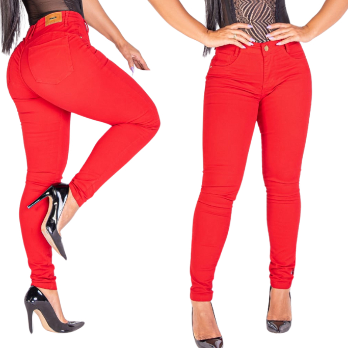 Calça Jeans Feminina Collor Modelagem Levanta Bumbum Com Elastano Cintura alta