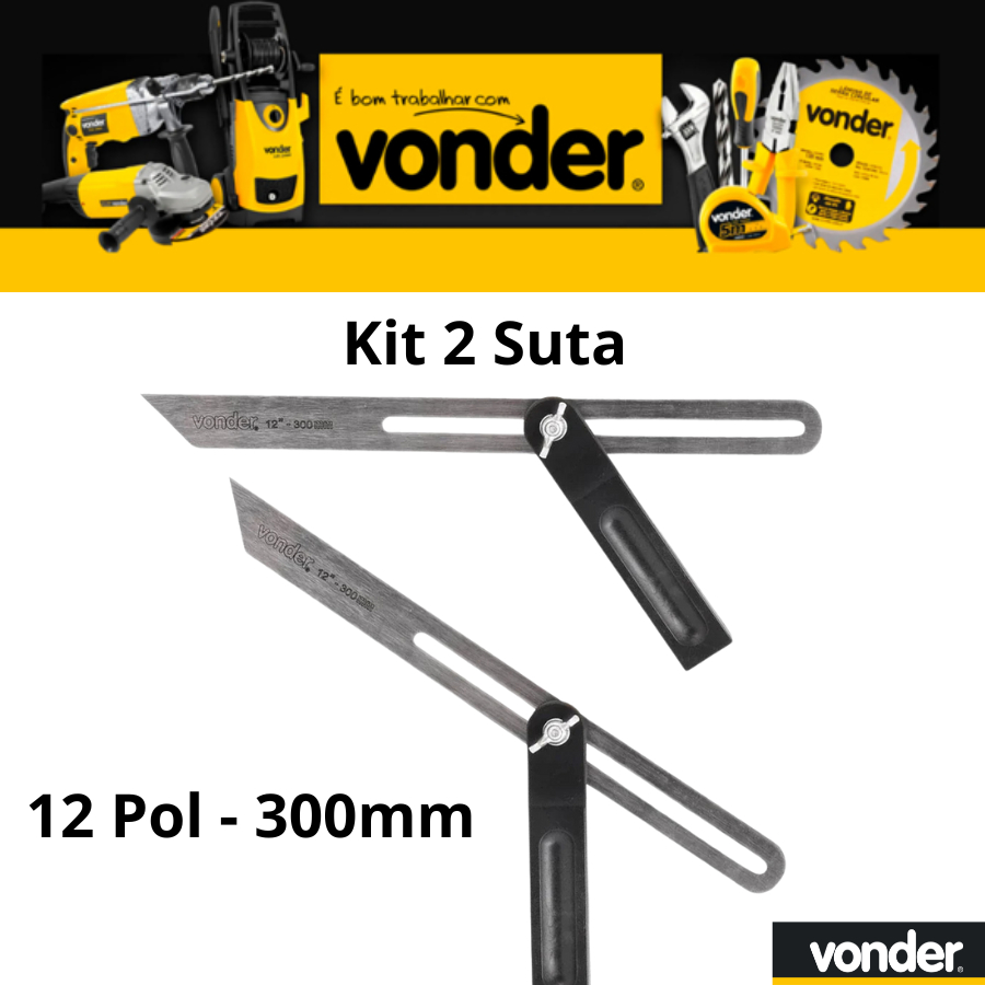 Kit 2 Suta 12 Pol 300mm Transferidor Copiador Ângulos Vonder em Oferta na Shopee