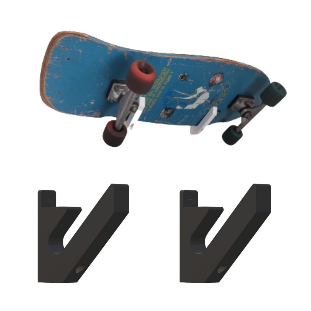 Suporte Fixo De Parede Para Skate  Long Decorativo Expositor + Bucha E Parafusos - Preto