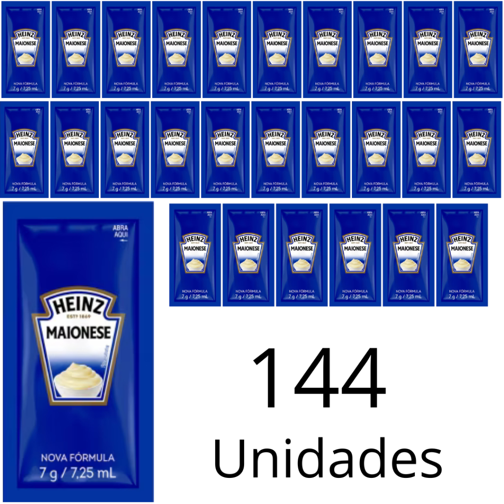 Maionese Heinz Branca Em Sachê De 7g Caixa Com 144 Unidades Para Saladas Sanduíches Hambúrgueres